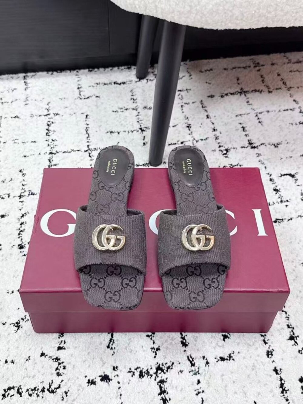 Gucci GG Supreme Monogram Slide Sandals